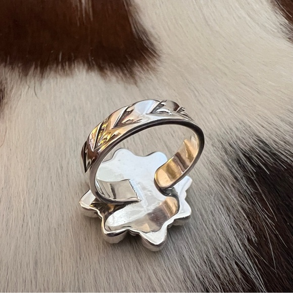 ❤️ Wild Horse Jasper Navajo Cluster Ring w Heart Center Adjustable Ring 9.1 Gm - Picture 6 of 14
